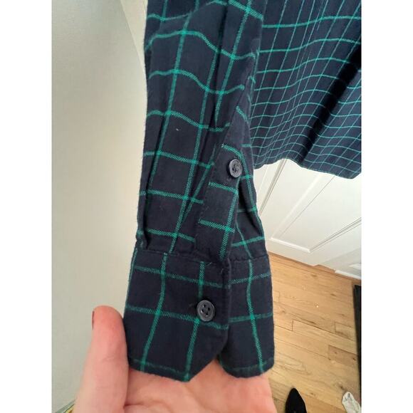 Banana Republic Classic Fit Blue Green Checkered Flannel Button Up Women's S - Picture 4 of 9